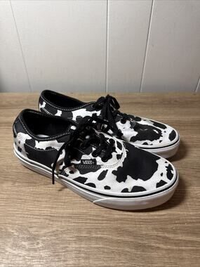 Vans Doheny Cow Print Sneakers Black White Skate Womens 7.5 Authentic C3